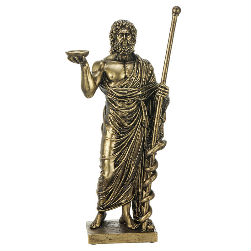 Antique Rod Of Asclepius Statue