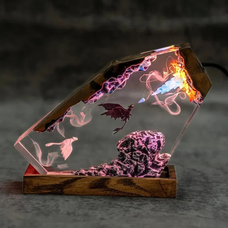 Storm Dragon Crystal LED Lamp