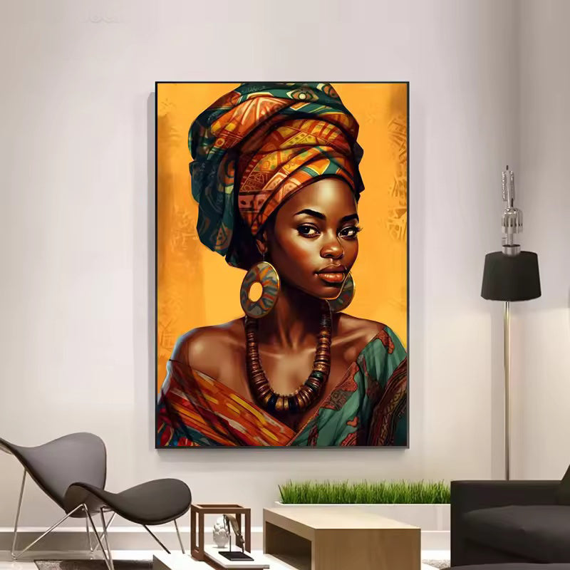 Watercolour Bloom African Woman Canvas