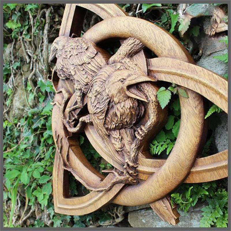 Nordic Raven Trinity Ancient Viking Wall Sculpture