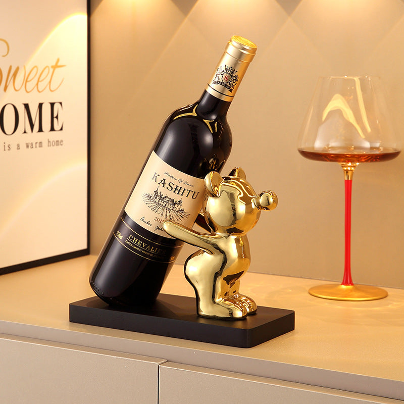 Teddy Bear Liquid Metal Wine Rack