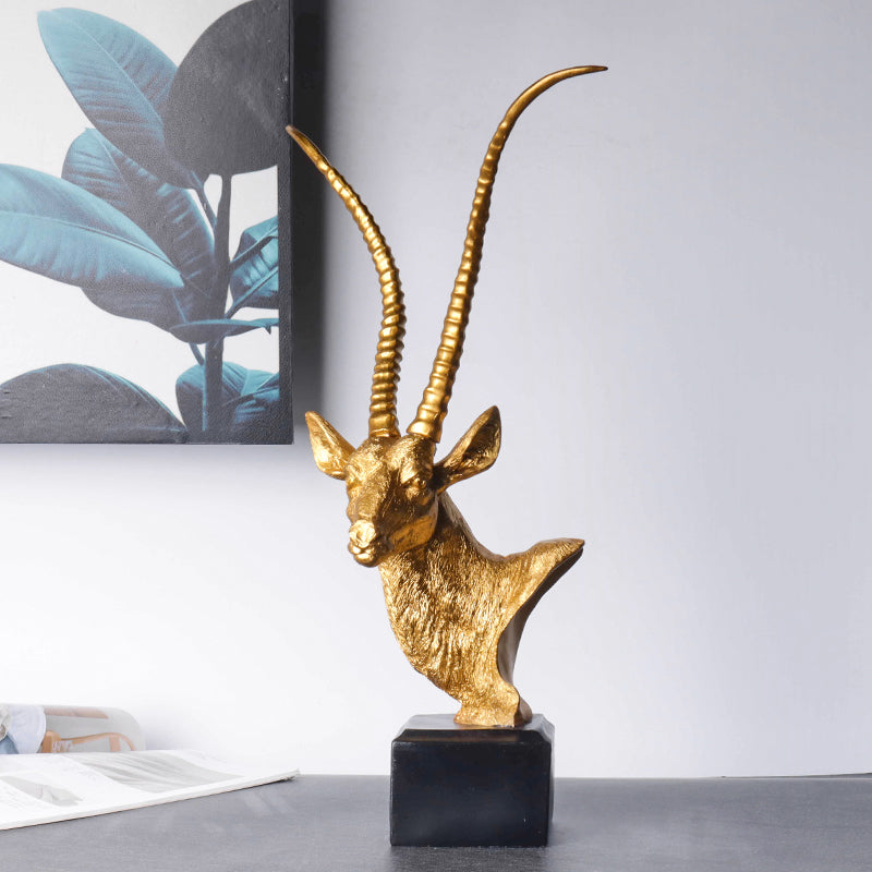 Golden Antelope Head Sculpture