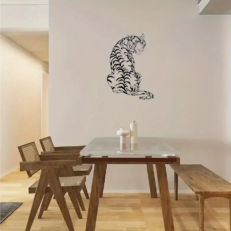 Tribal Tiger Line Art Metal Wall Decor