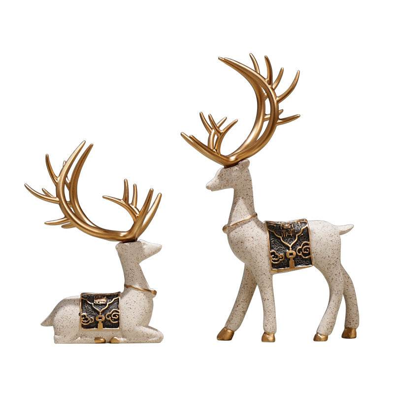 Modern Nordic Mother & Child Deers Statue Set