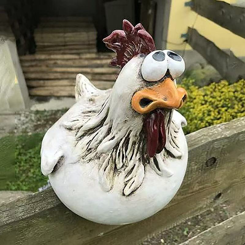 Funny Chicken Fence Decoration Statue