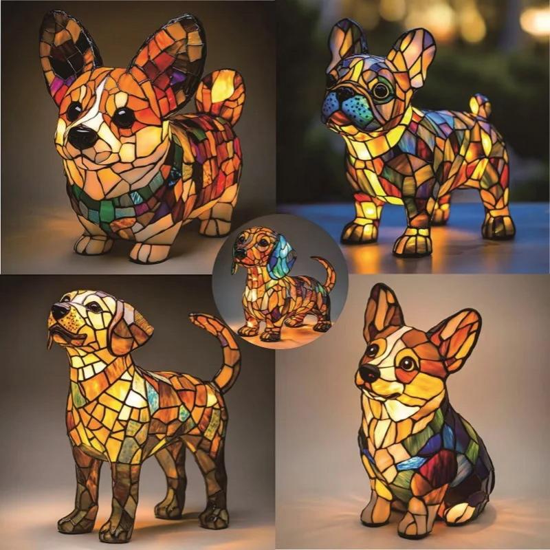 Stained Glass Corgi Lamp