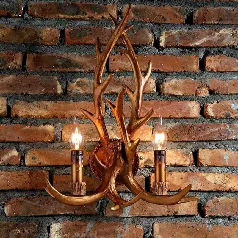 Rustic Deer Antler Wall Lamp
