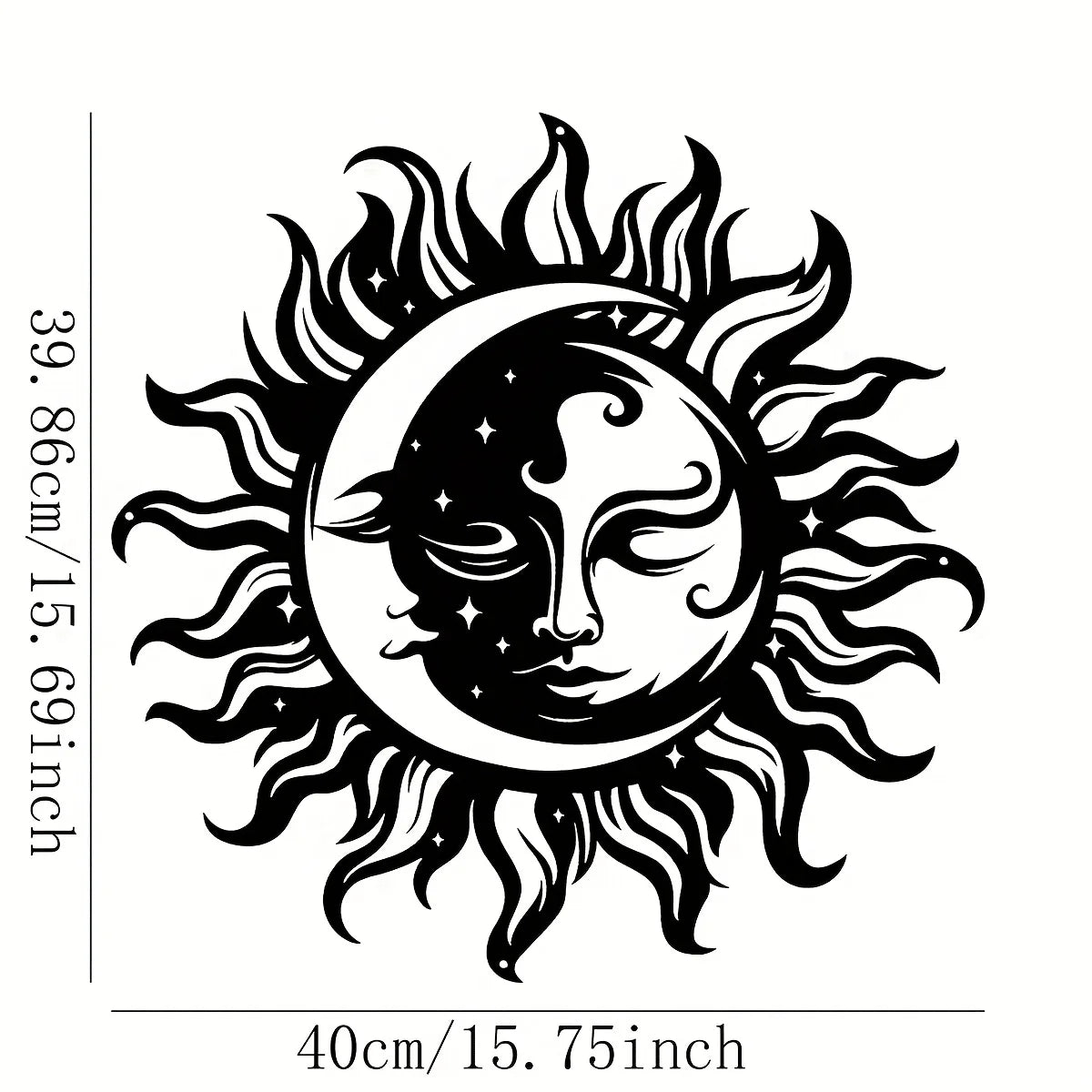 Sun Moon Face Metal Wall Art