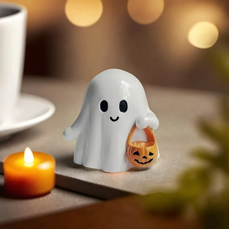 Cute Ghost Jack-o'-Lantern Statue