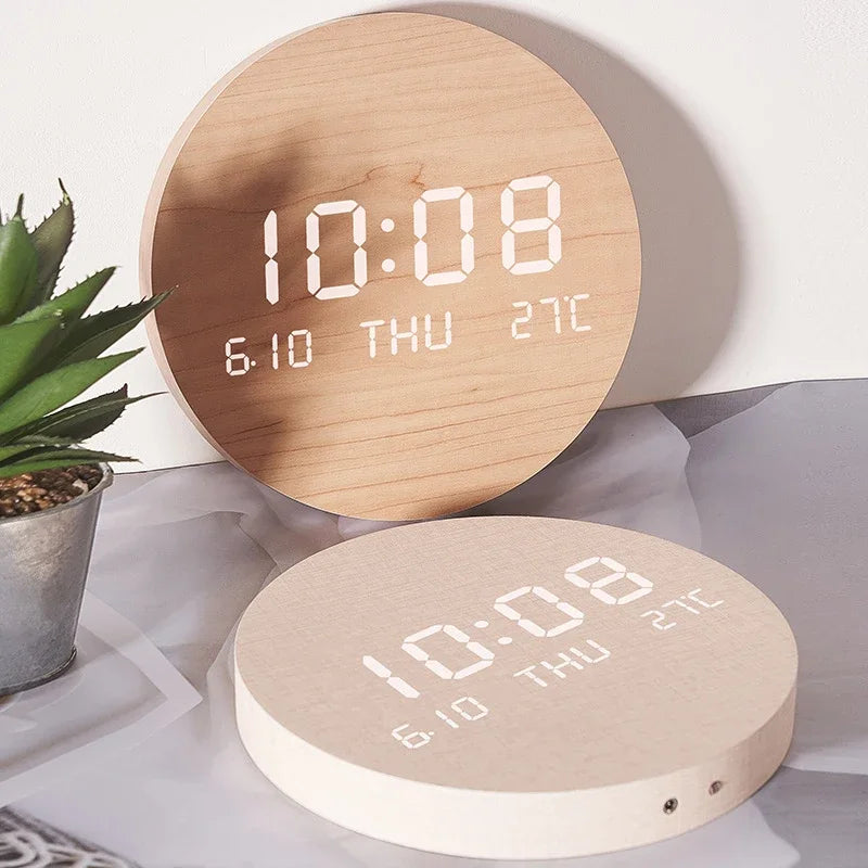 Nordic Round LED Digital Wall Clock
