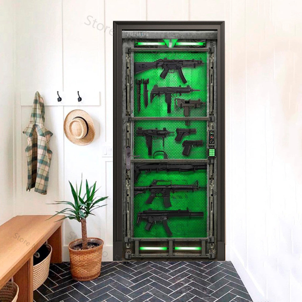 Weapon Rack Futuristic 3D Optical Effect Door Sticker