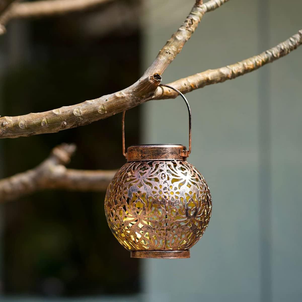 Moroccan Solar Filigree Metal Lantern