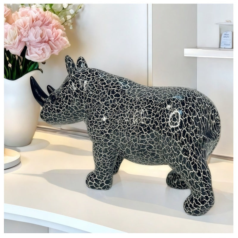 Abstract Graffiti Rhino Sculpture