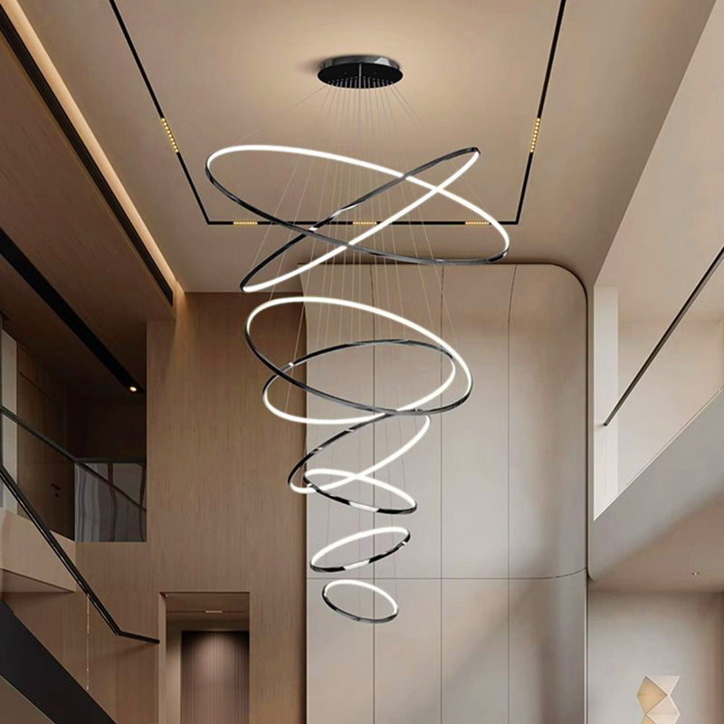Nordic Multi-Ring Spiral LED Chandelier