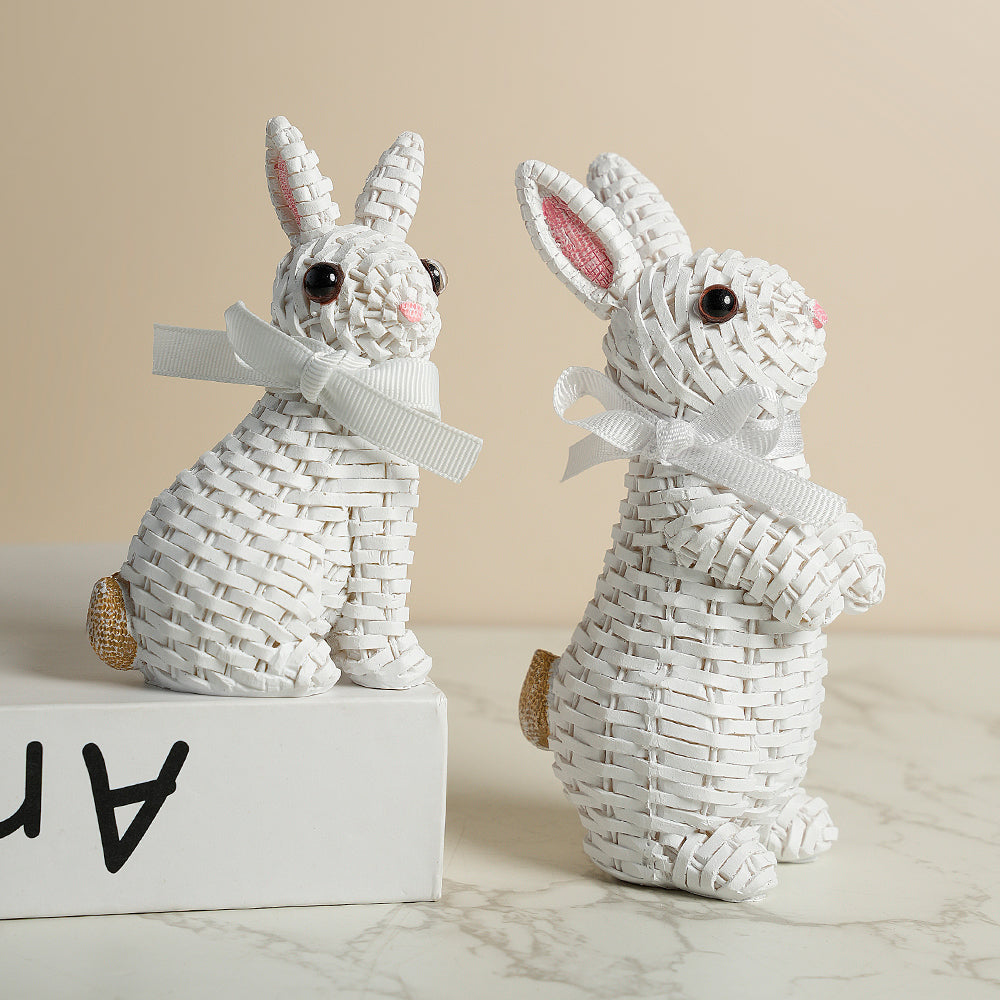 Woven Rattan Rabbit Bunny Statue