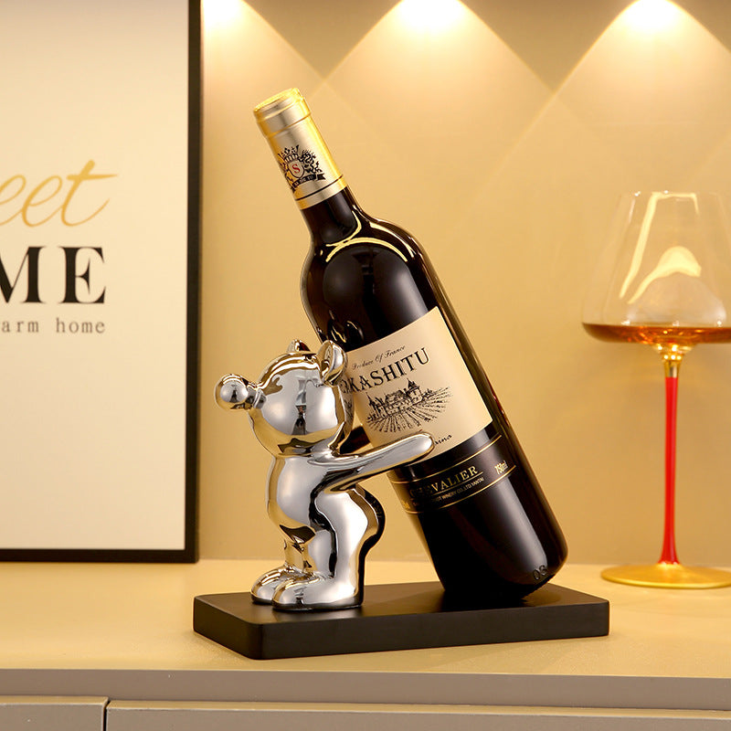 Teddy Bear Liquid Metal Wine Rack