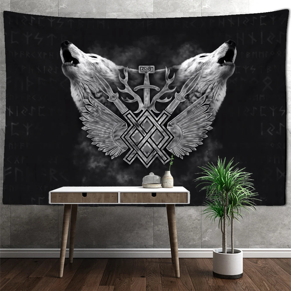 Wolves Winged Knotwork Tapestry