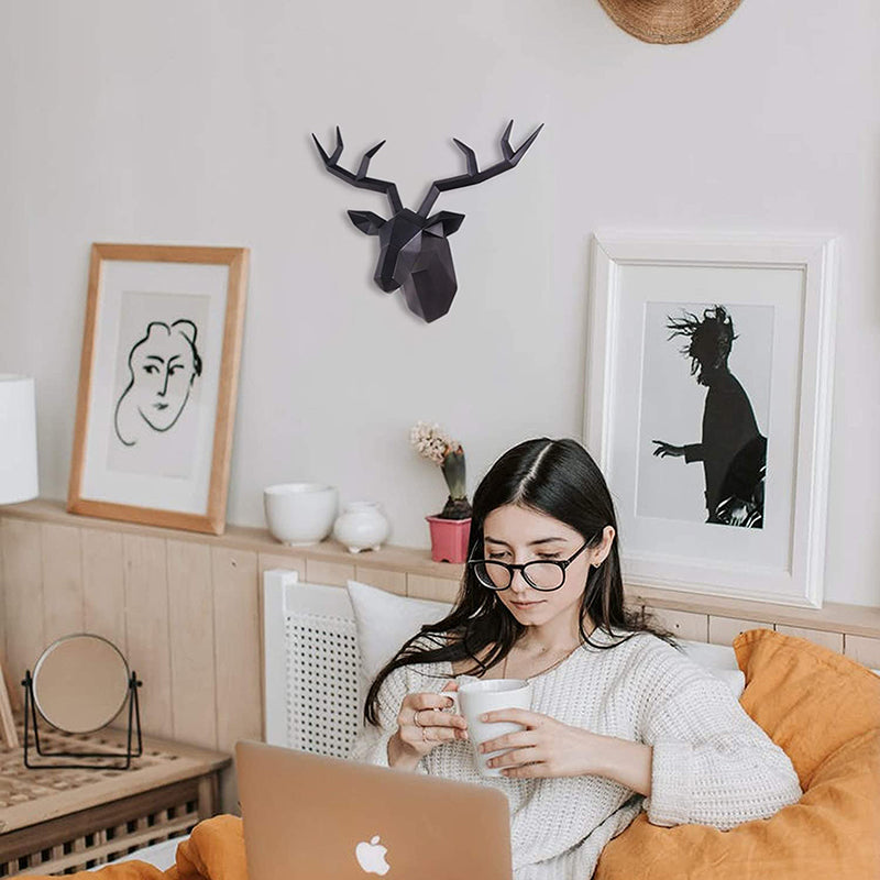 Nordic Geometric Deer Head Wall Sculpture