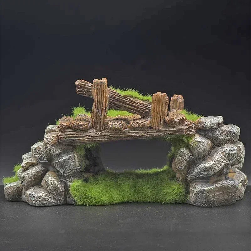 Rustic Moss Bridge Aquarium Ornament
