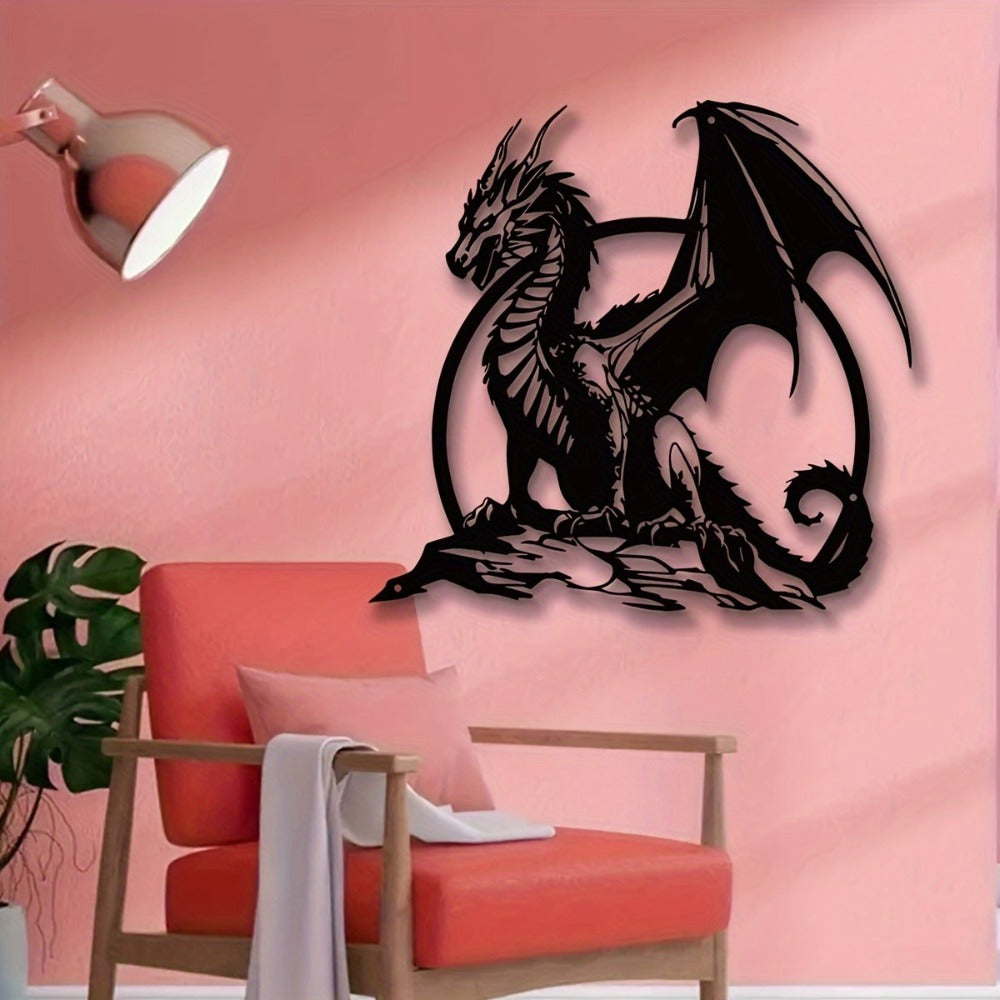Perched Dragon Metal Wall Art