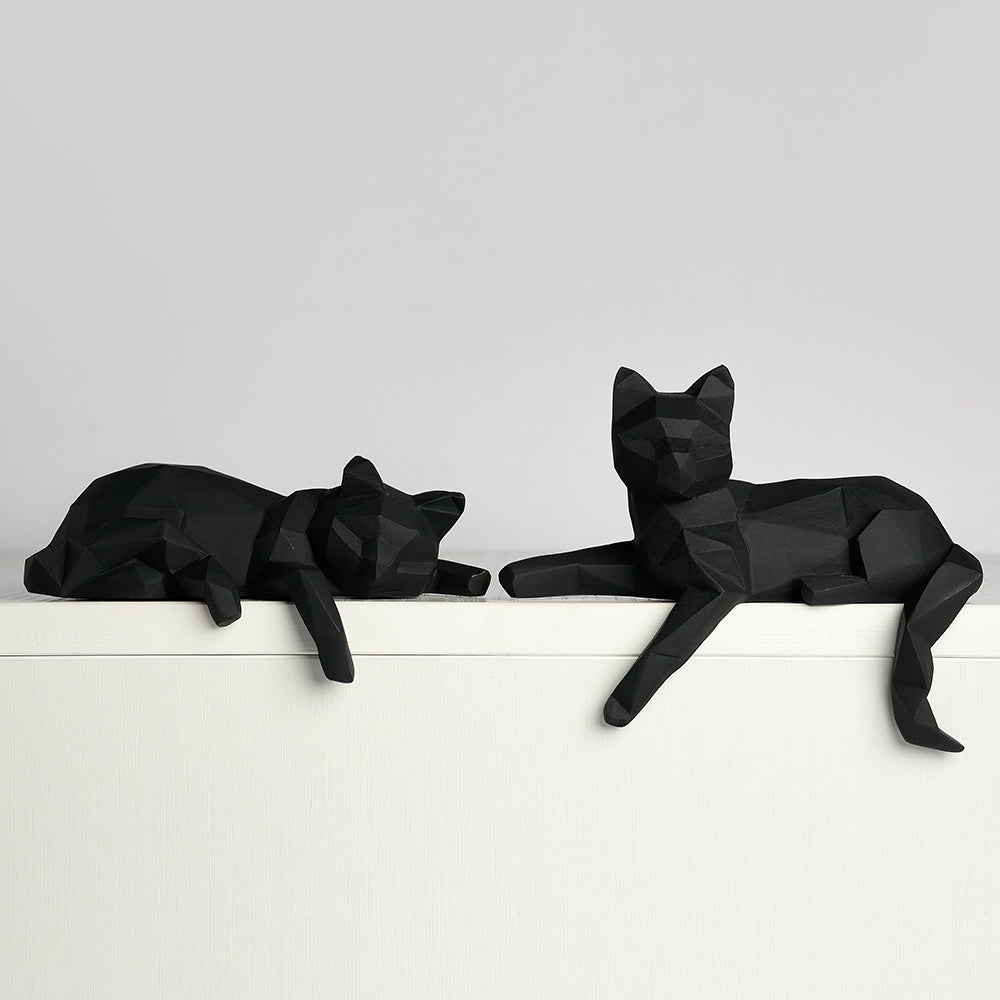 Geometric Nordic Cat Shelf Sculptures Set