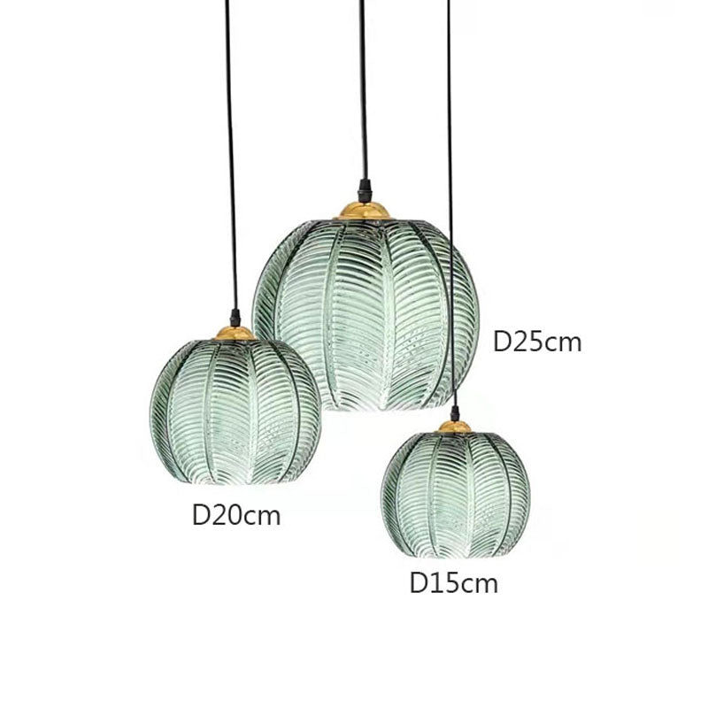 Nordic Ribbed Glass Globe LED Pendant Light