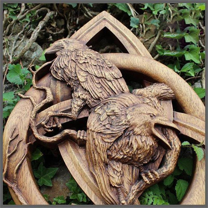 Nordic Raven Trinity Ancient Viking Wall Sculpture