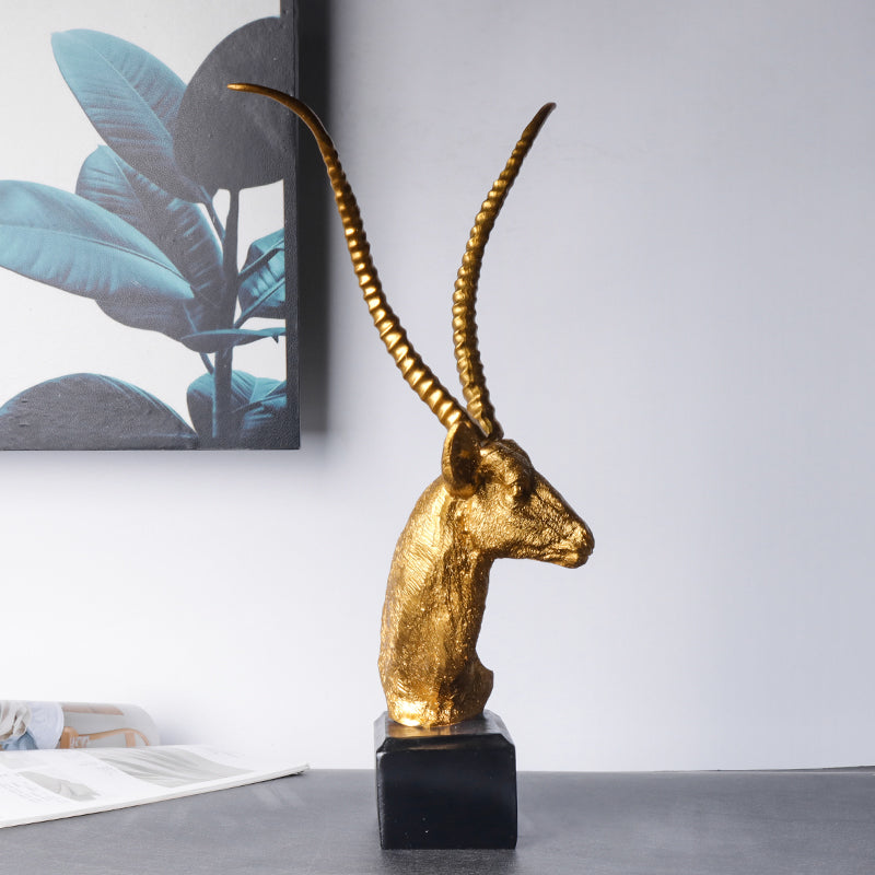Golden Antelope Head Sculpture