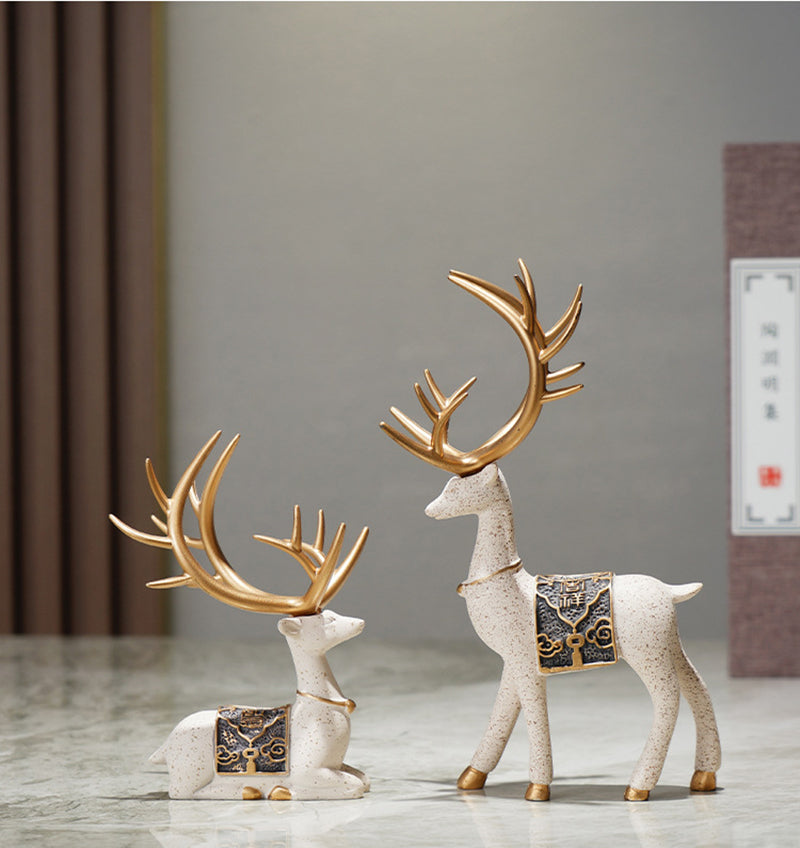 Modern Nordic Mother & Child Deers Statue Set