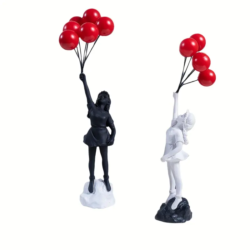 Girl Holding Flying Balloons Sculpture