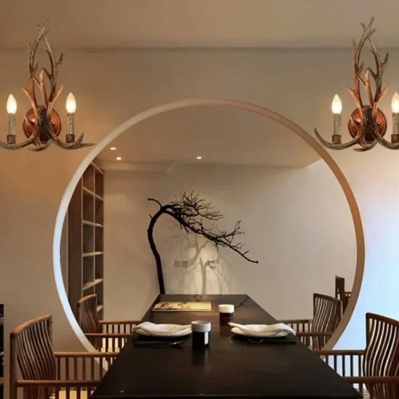 Rustic Deer Antler Wall Lamp