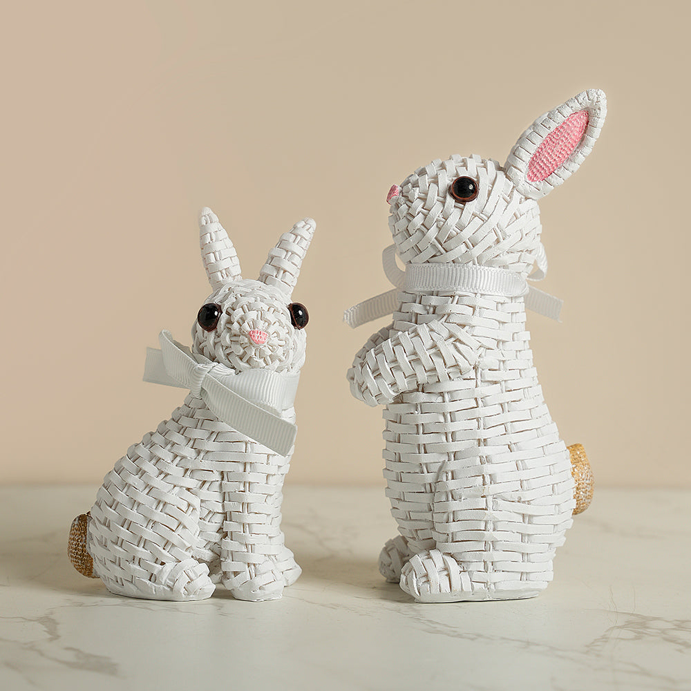 Woven Rattan Rabbit Bunny Statue