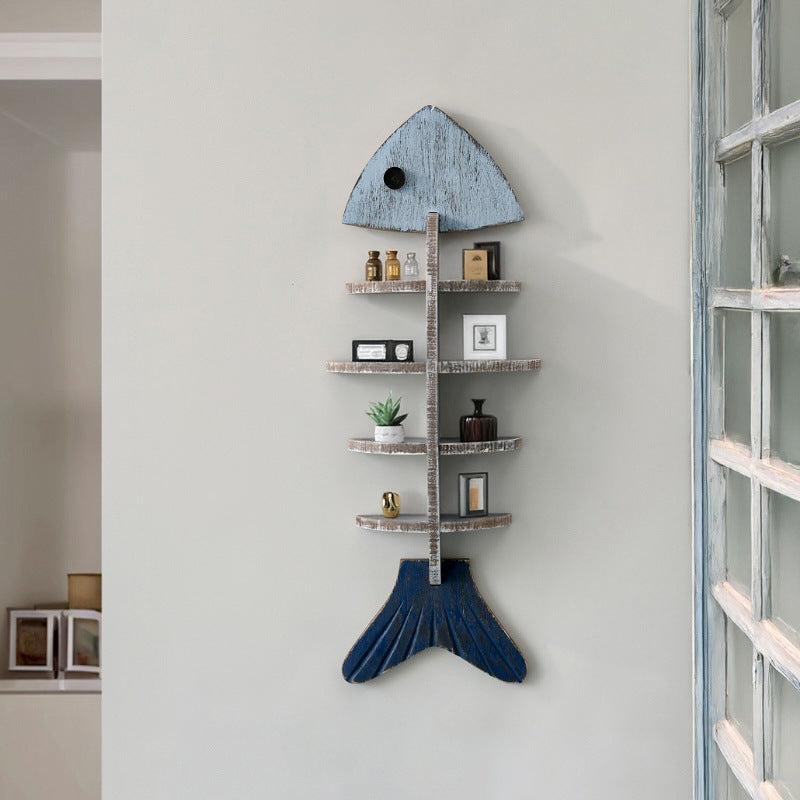 Nordic Wooden Fish Bone Shelves Décor
