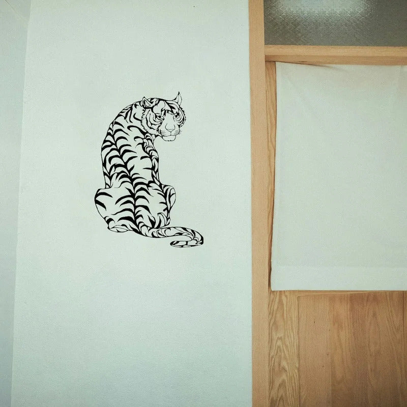 Tribal Tiger Line Art Metal Wall Decor