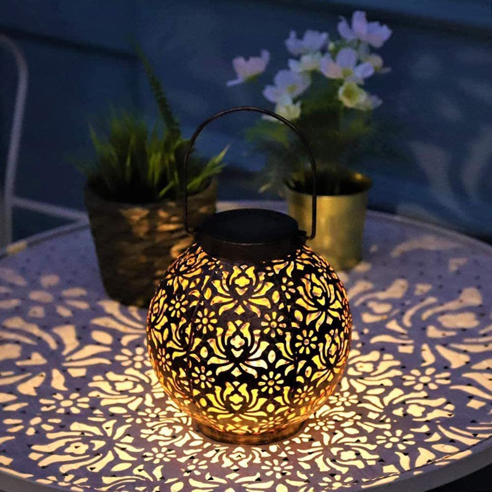 Moroccan Solar Filigree Metal Lantern