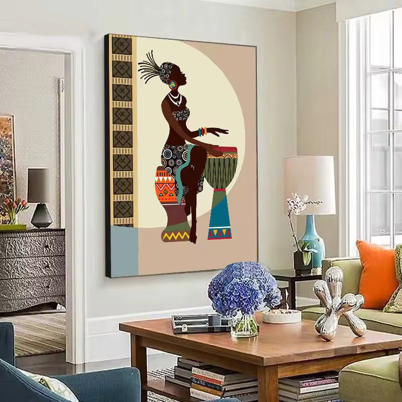 Watercolour Bloom African Woman Canvas