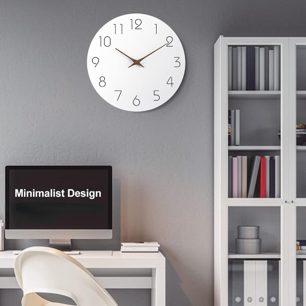 Minimalist White Wood Hand Wall Clock