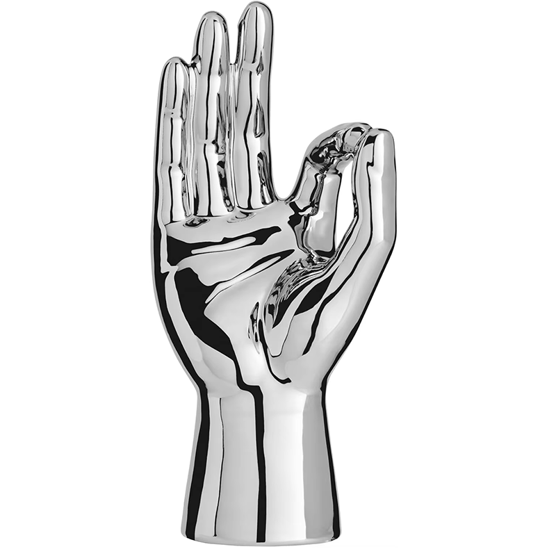 Modern Chrome Hand Gesture Sculpture Set