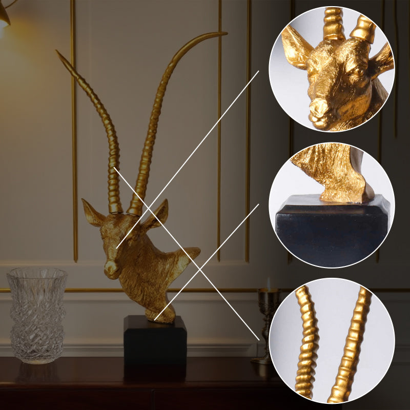 Golden Antelope Head Sculpture
