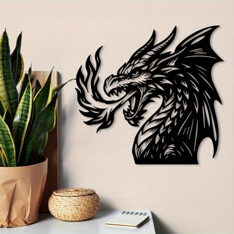 Flaming Dragon Metal Wall Art