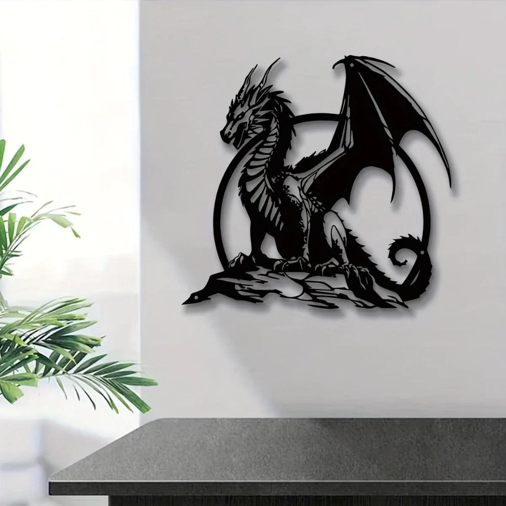 Perched Dragon Metal Wall Art