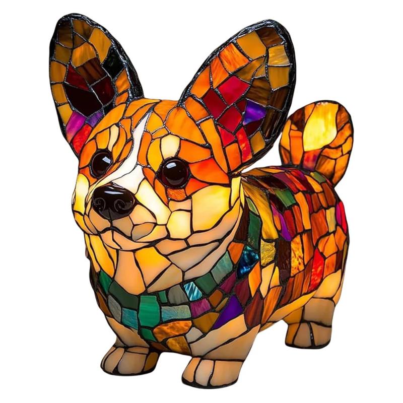 Stained Glass Corgi Lamp