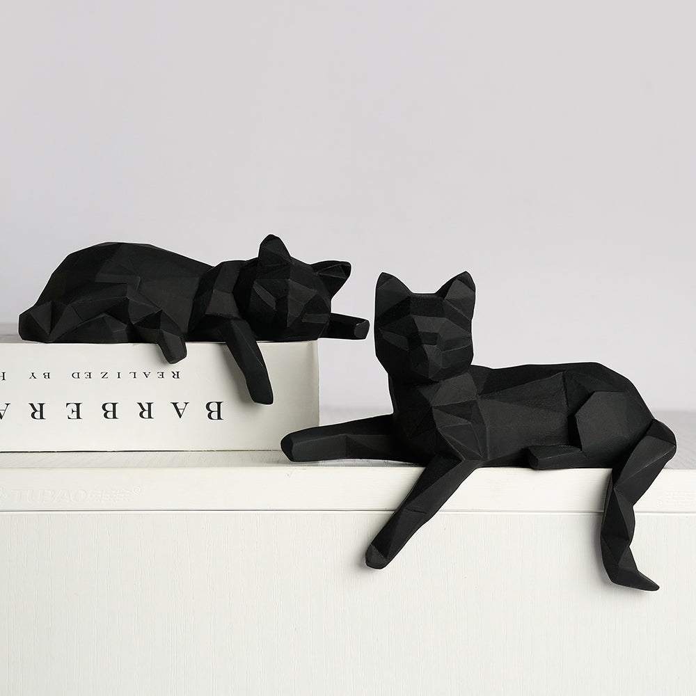 Geometric Nordic Cat Shelf Sculptures Set