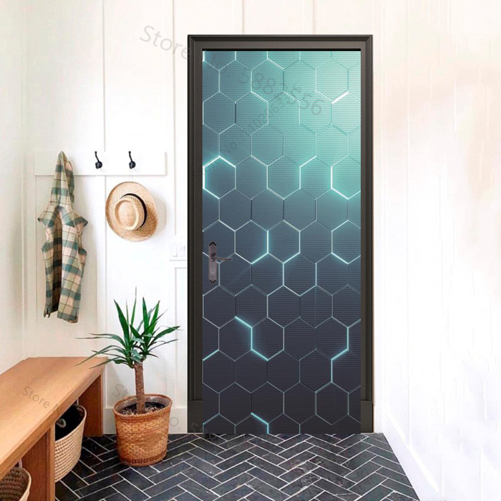 Hexa Futuristic 3D Optical Effect Door Sticker