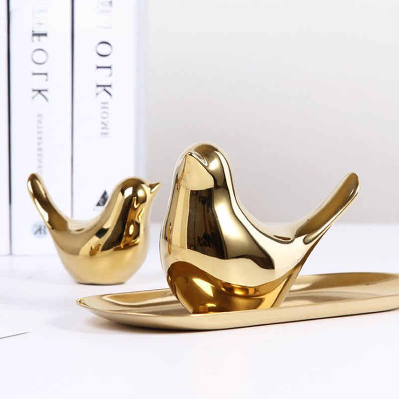Cute Nordic Golden Bird Family