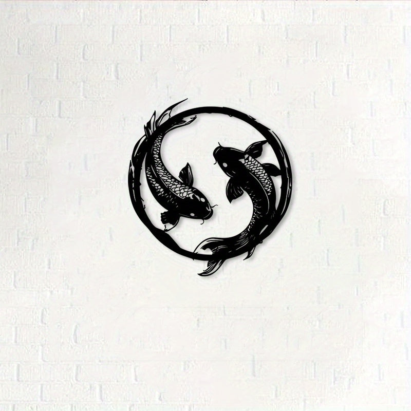 Circular Koi Fish Metal Wall Art
