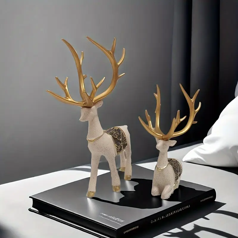Modern Nordic Mother & Child Deers Statue Set