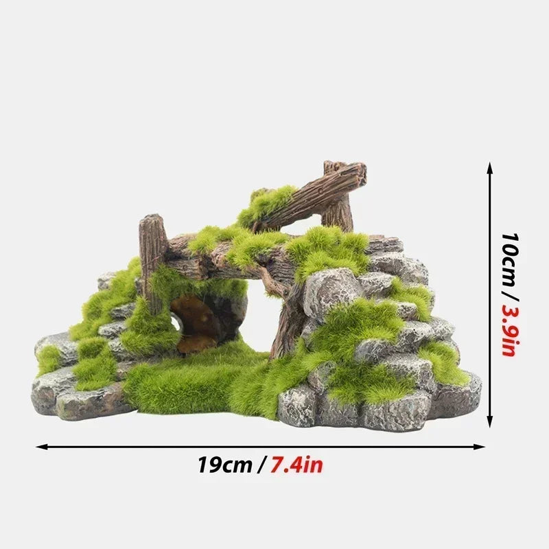 Rustic Moss Bridge Aquarium Ornament