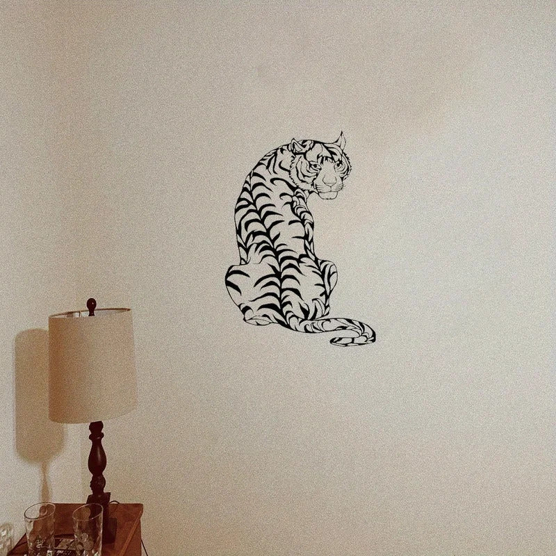 Tribal Tiger Line Art Metal Wall Decor