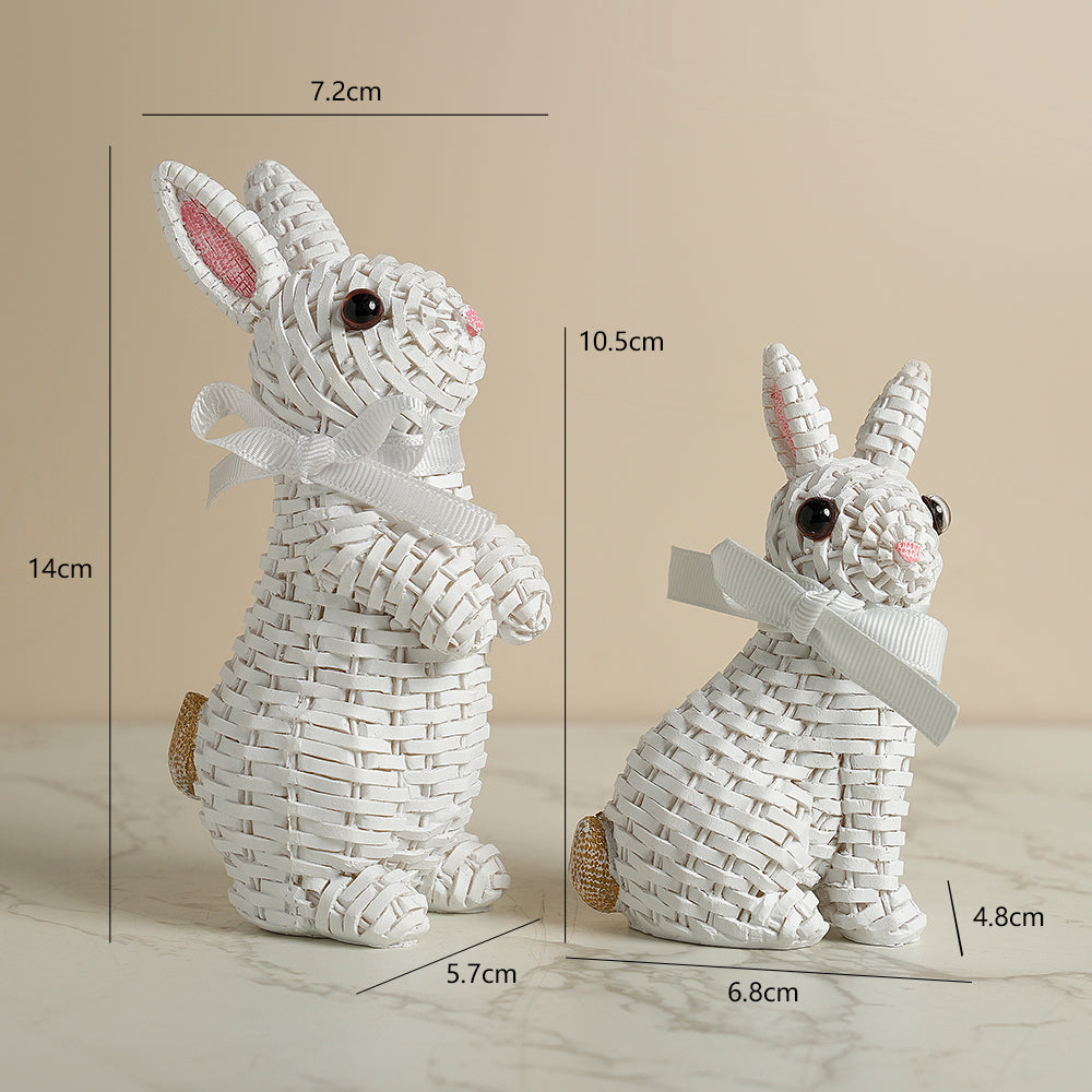 Woven Rattan Rabbit Bunny Statue